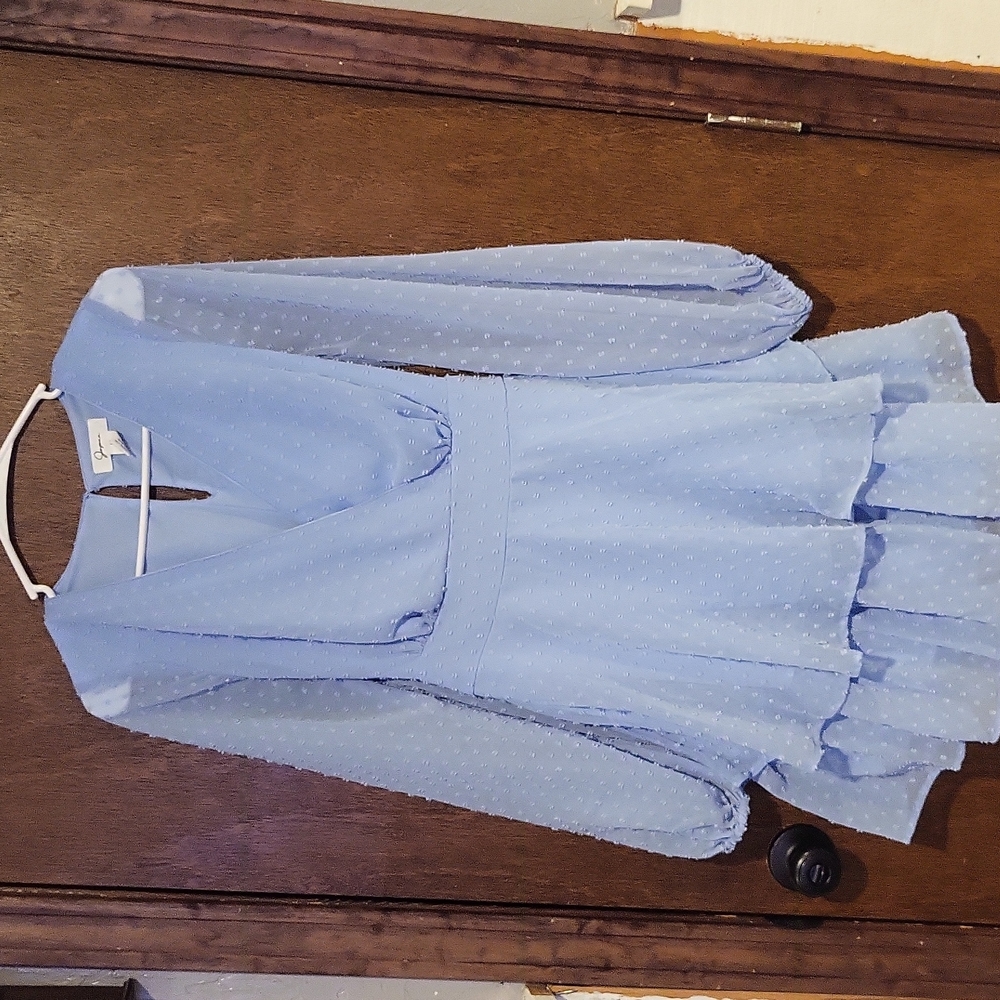 Blue pastel dress with long sleeves